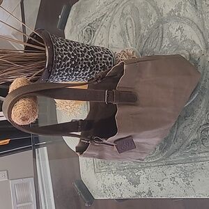 Hide And DRINK Brown Water Proof Canvas And Leather Market Tote Bag